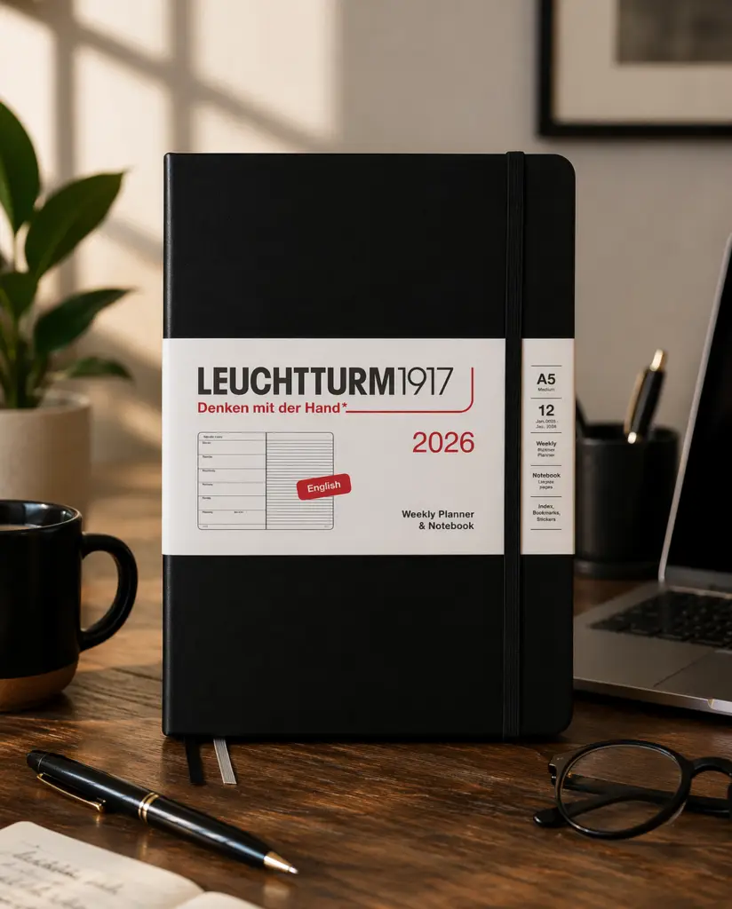 Elegant workspace with 2026 planner